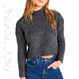 Free People Turtle Neck Bradley Pullover Charcoal Grey Size Small NWT